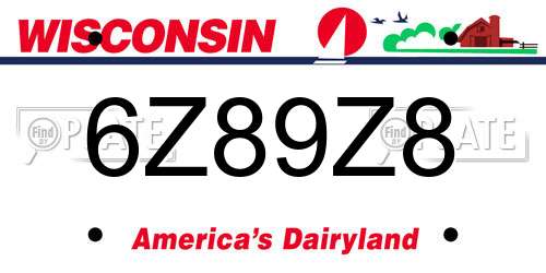 6Z89Z8 Wisconsin License Plate
