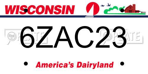 6ZAC23 Wisconsin License Plate