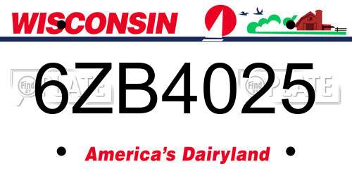 6ZB4025 Wisconsin License Plate