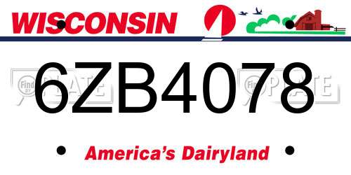 6ZB4078 Wisconsin License Plate