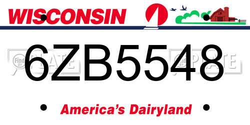 6ZB5548 Wisconsin License Plate