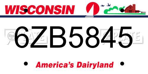 6ZB5845 Wisconsin License Plate