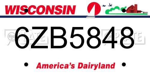 6ZB5848 Wisconsin License Plate