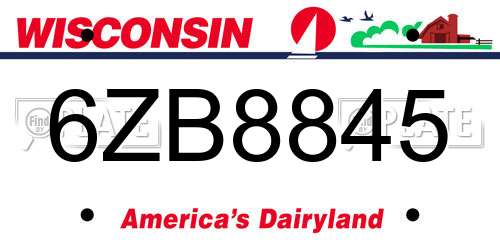 6ZB8845 Wisconsin License Plate