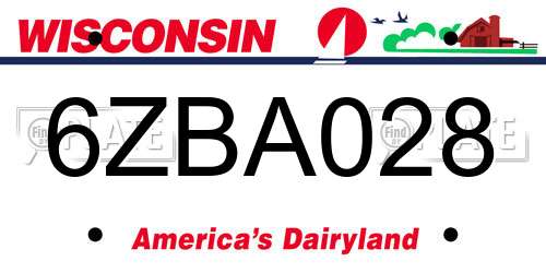 6ZBA028 Wisconsin License Plate