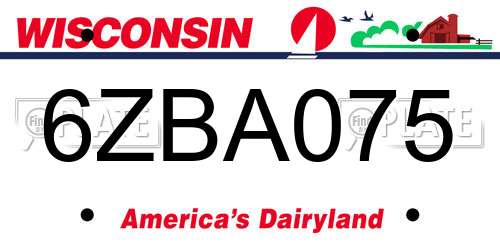 6ZBA075 Wisconsin License Plate