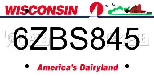6ZBS845 Wisconsin License Plate