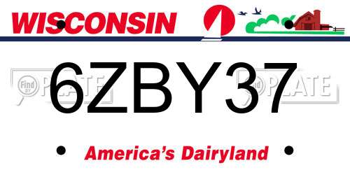 6ZBY37 Wisconsin License Plate