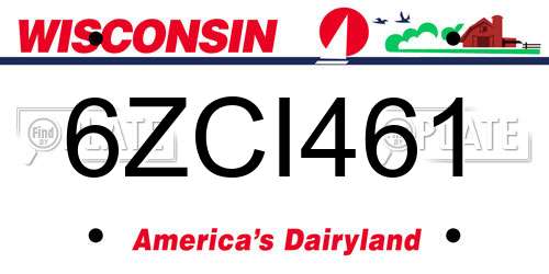 6ZCI461 Wisconsin License Plate