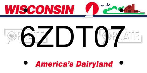 6ZDT07 Wisconsin License Plate
