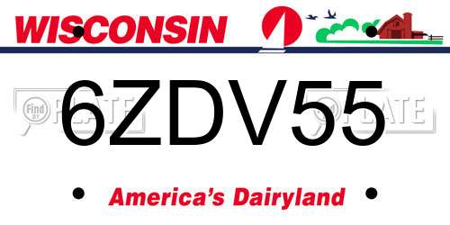 6ZDV55 Wisconsin License Plate