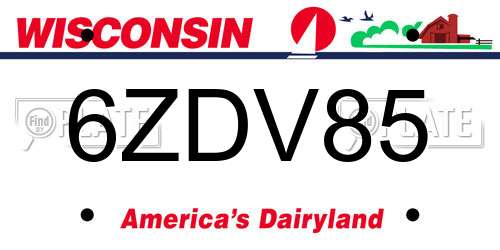 6ZDV85 Wisconsin License Plate