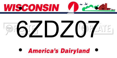 6ZDZ07 Wisconsin License Plate