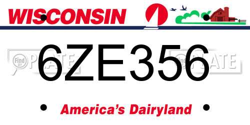 6ZE356 Wisconsin License Plate