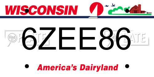 6ZEE86 Wisconsin License Plate