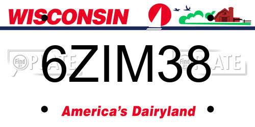 6ZIM38 Wisconsin License Plate