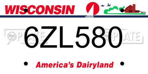 6ZL580 Wisconsin License Plate