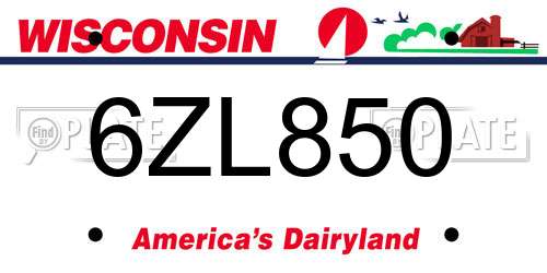 6ZL850 Wisconsin License Plate