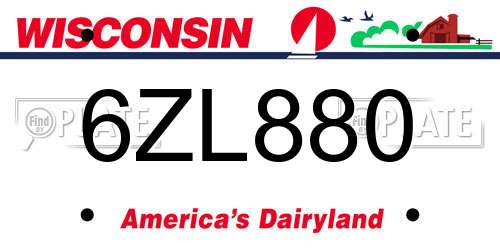 6ZL880 Wisconsin License Plate