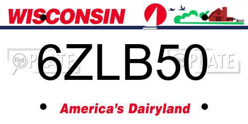6ZLB50 Wisconsin License Plate
