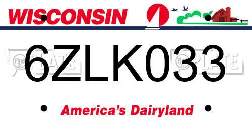 6ZLK033 Wisconsin License Plate