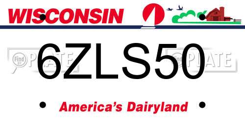 6ZLS50 Wisconsin License Plate