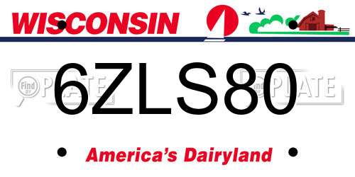 6ZLS80 Wisconsin License Plate