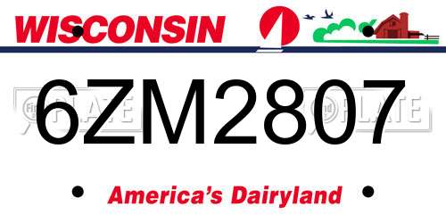 6ZM2807 Wisconsin License Plate