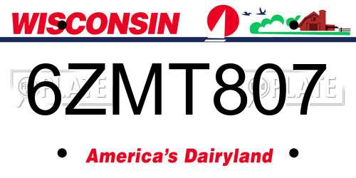 6ZMT807 Wisconsin License Plate