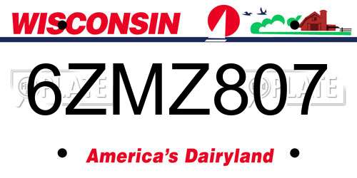 6ZMZ807 Wisconsin License Plate