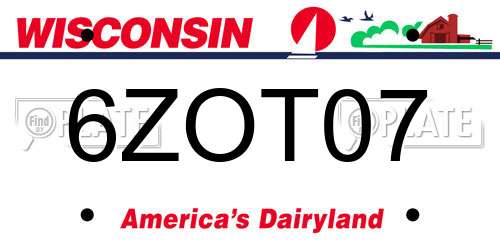 6ZOT07 Wisconsin License Plate