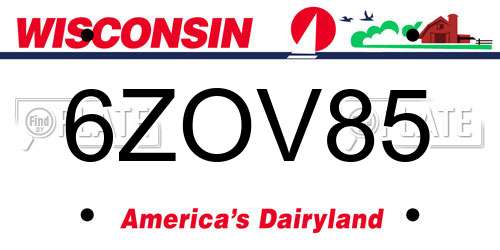 6ZOV85 Wisconsin License Plate