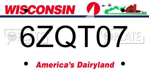 6ZQT07 Wisconsin License Plate
