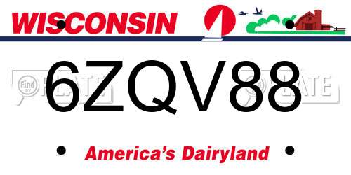 6ZQV88 Wisconsin License Plate