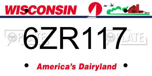 6ZR117 Wisconsin License Plate