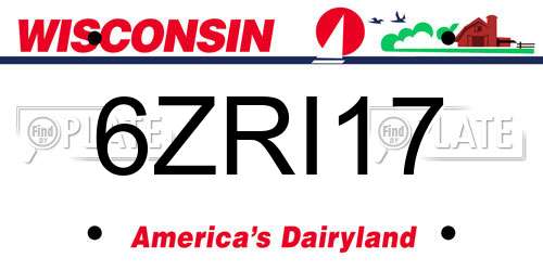 6ZRI17 Wisconsin License Plate