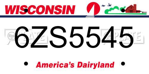 6ZS5545 Wisconsin License Plate