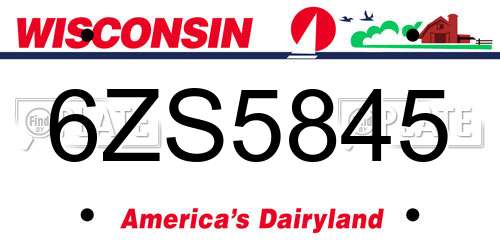 6ZS5845 Wisconsin License Plate