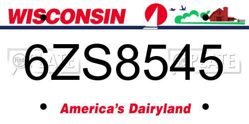 6ZS8545 Wisconsin License Plate