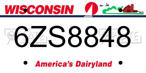6ZS8848 Wisconsin License Plate