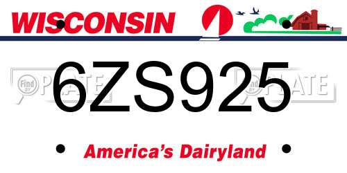6ZS925 Wisconsin License Plate