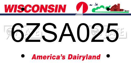6ZSA025 Wisconsin License Plate