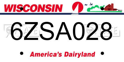 6ZSA028 Wisconsin License Plate