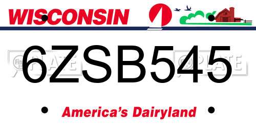6ZSB545 Wisconsin License Plate