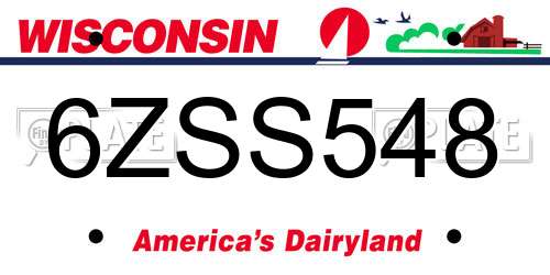 6ZSS548 Wisconsin License Plate