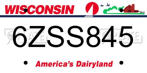6ZSS845 Wisconsin License Plate