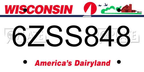 6ZSS848 Wisconsin License Plate