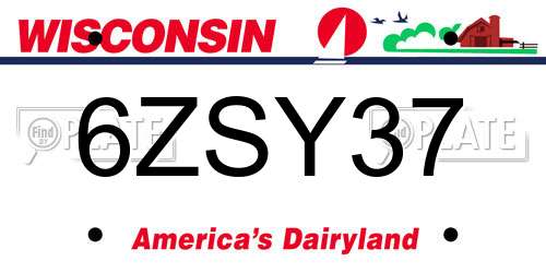 6ZSY37 Wisconsin License Plate