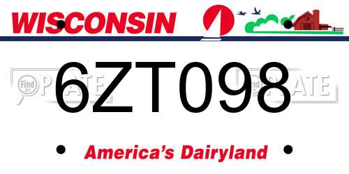 6ZT098 Wisconsin License Plate