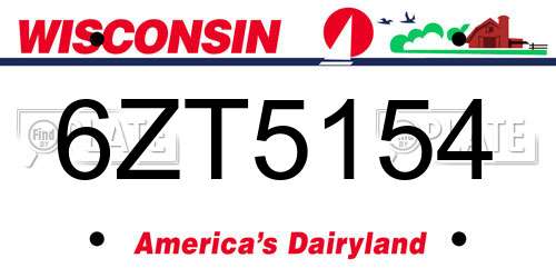 6ZT5154 Wisconsin License Plate